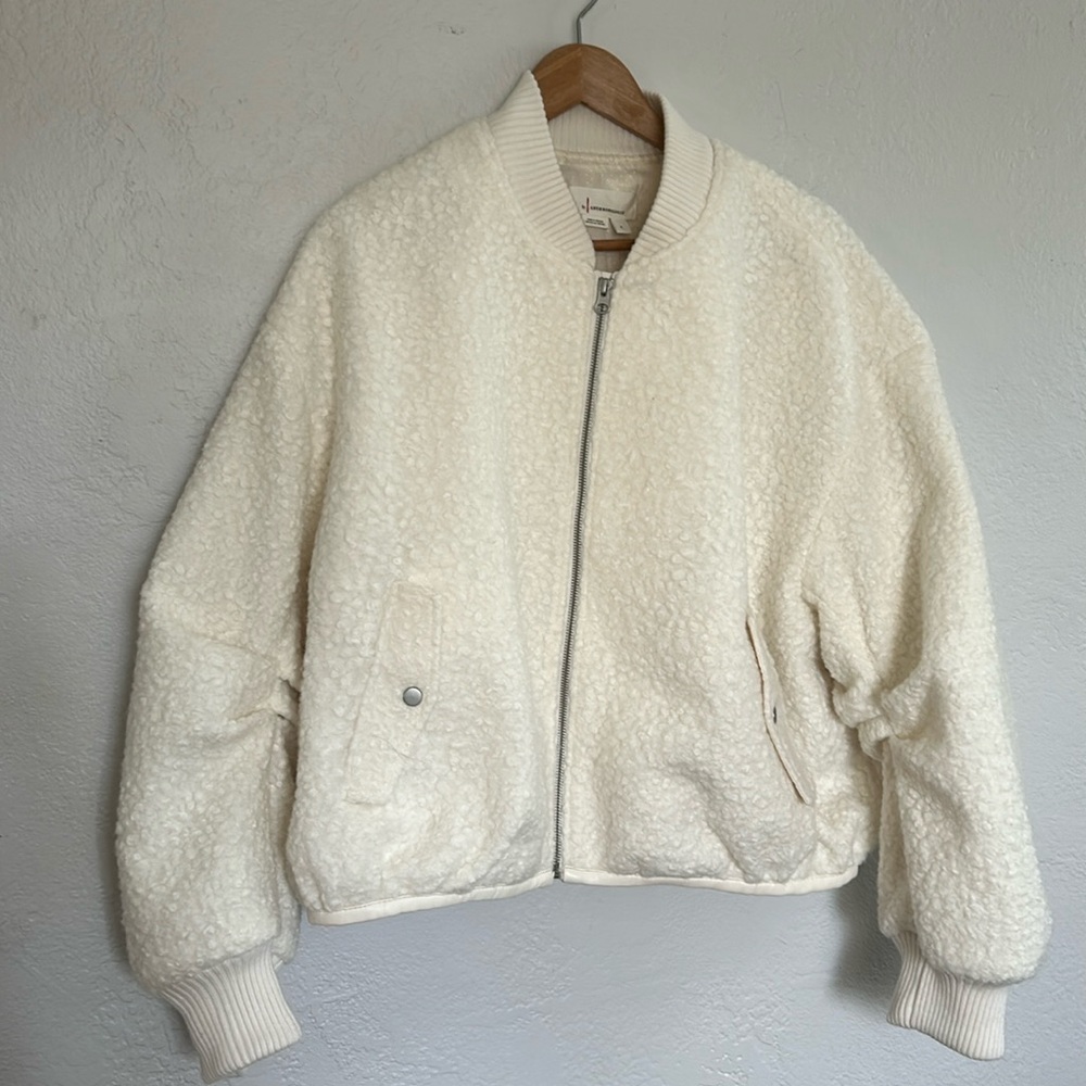 White, wool like bomber jacket